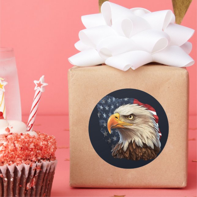 Sticker Rond Aigle à drapeau américain (Fête)