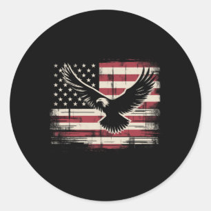 Sticker Rond Aigle à drapeau américain 4 juillet