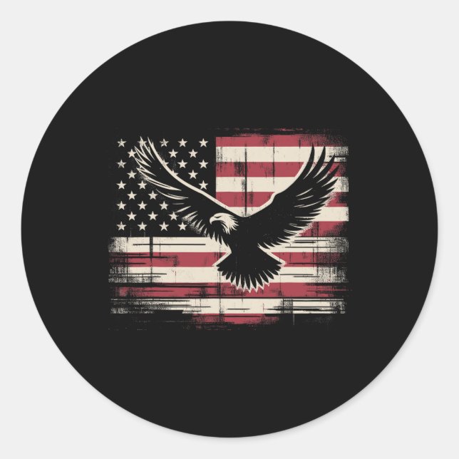Sticker Rond Aigle à drapeau américain 4 juillet (Devant)