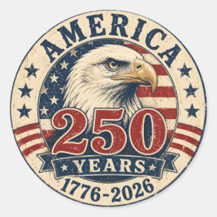 Sticker Rond Aigle américain vintage 250e anniversaire patrioti