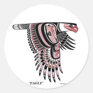 Sticker Rond Aigle autochtone de la côte du Nord-Ouest
