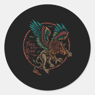 Sticker Rond Aigle coloré automne et hausse