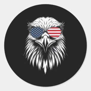 Sticker Rond Aigle Cool Drapeau Américain Usa 4 Juillet Pour Ho