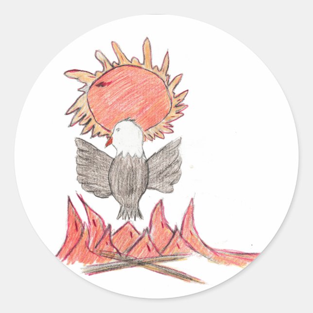 Sticker Rond Aigle de feu (Devant)