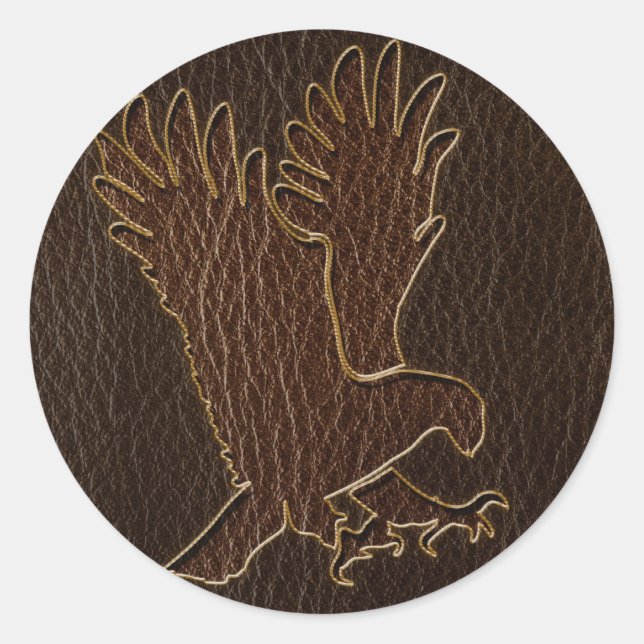 Sticker Rond Aigle en cuir foncé (Devant)