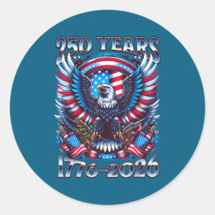 Sticker Rond Aigle et drapeau 250 ans 1776-2026 250e anniversai