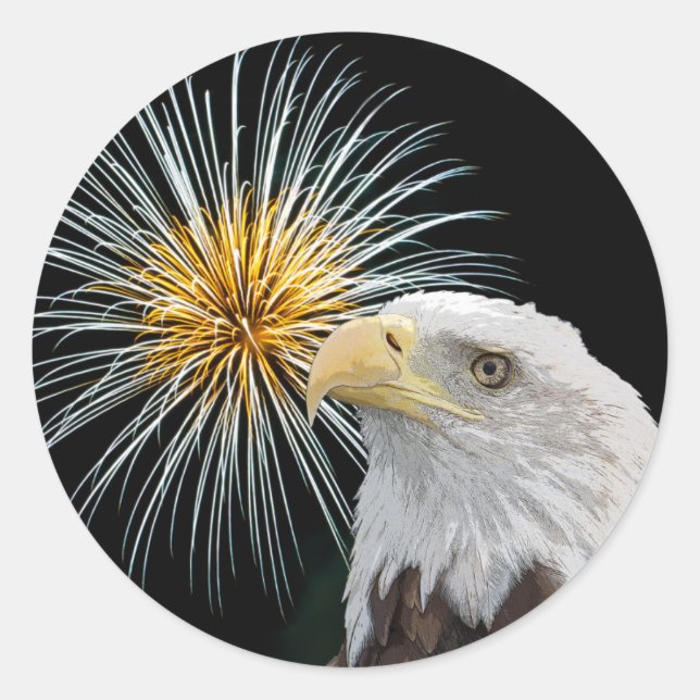Sticker Rond Aigle et feux d'artifice (Devant)