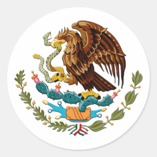 Sticker Rond Aigle et serpent Mexique Emblème pour les Mexicain