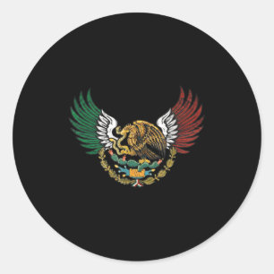 Sticker Rond Aigle mexicain aztèque aux ailes du drapeau tricol