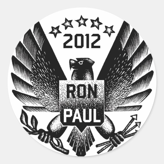 Sticker Rond Aigle noir Ron Paul 2012 (Devant)