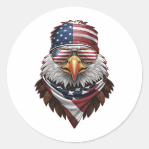 Sticker Rond Aigle patriote chauve