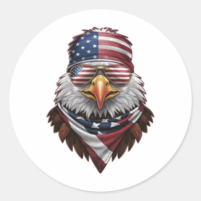 Sticker Rond Aigle patriote chauve (Devant)