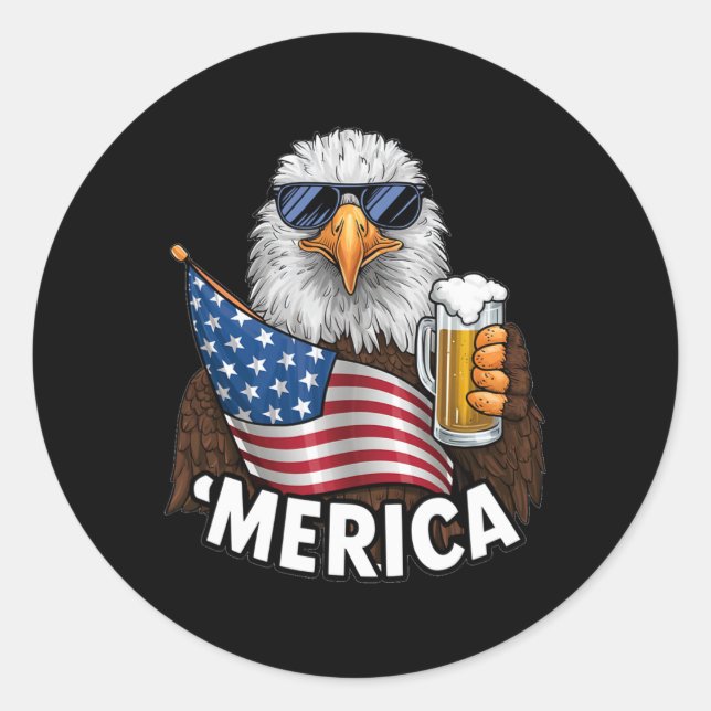 Sticker Rond Aigle patriotique 4 juillet (Devant)