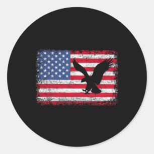 Sticker Rond Aigle Patriotique 4 Juillet Drapeau Américain Usa
