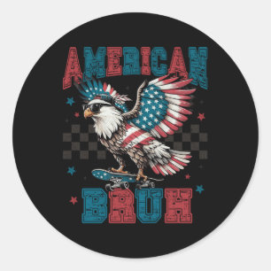 Sticker Rond Aigle patriotique américaine 4 juillet indépendant