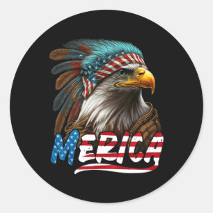 Sticker Rond Aigle Patriotique Drapeau Américain 4 Juillet Meri