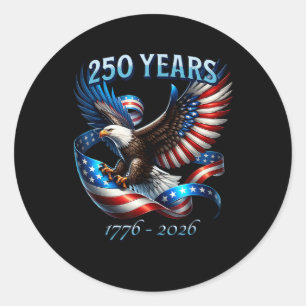 Sticker Rond Aigle Patriotique et Drapeau 250 Ans 1776-2026