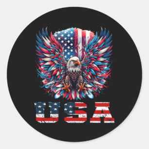Sticker Rond Aigle Patriotique Graphisme de Drapeau des États-U