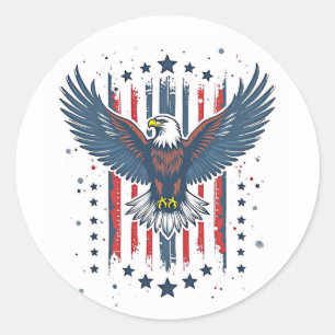 Sticker Rond Aigle patriotique vintage