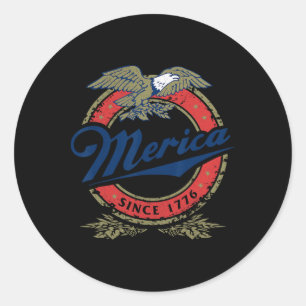 Sticker Rond Aigle rétro Mérica 4 juillet drôle Usa hommes femm