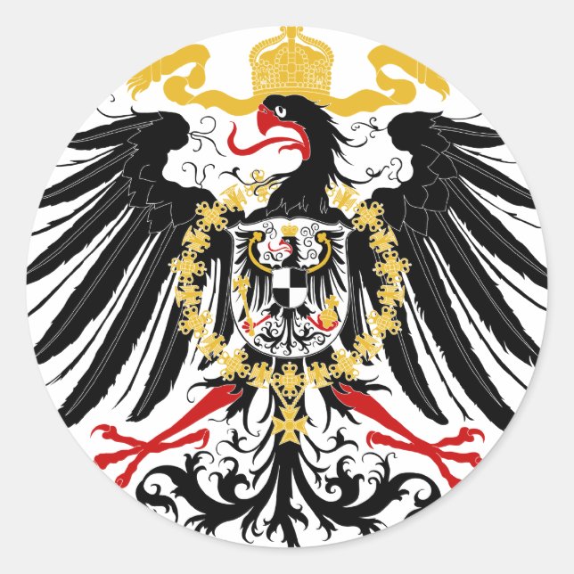Sticker Rond Aigle rouge prussien Noir et Or (Devant)