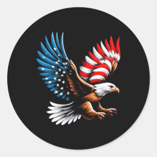 Sticker Rond Aigle Royal Et Drapeau Américain Patriotique 4 Jui
