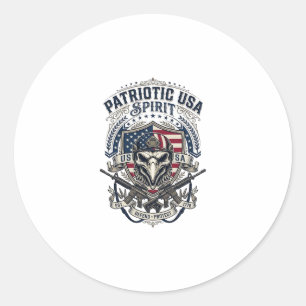 Sticker Rond Aigle Tactique Patriotique Crâne Inspiré Militaire