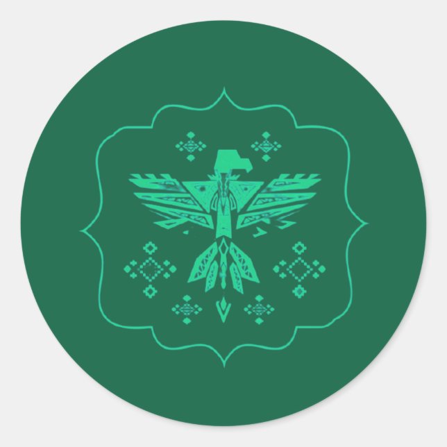 Sticker Rond Aigle tribal sarcelle  (Devant)
