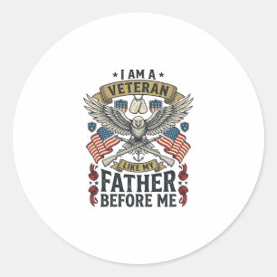Sticker Rond Aigle vétéran comme mon père avant moi