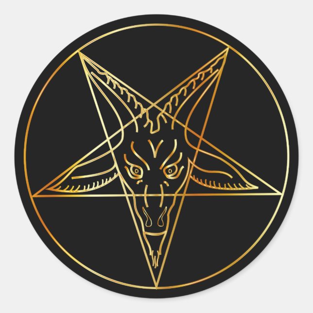 Sticker Rond Aiguille d'or de Baphomet (Devant)
