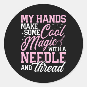 Sticker Rond Aiguille Et Fil Croisé Stitting Craft S