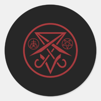 Sticker Rond Aiguille Satanique De Lucifer Avec Pentagram Et Le