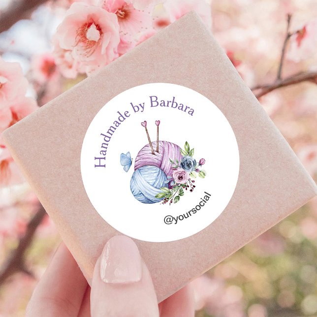 Sticker Rond Aiguilles à tricoter en fil élégant (Créateur téléchargé)