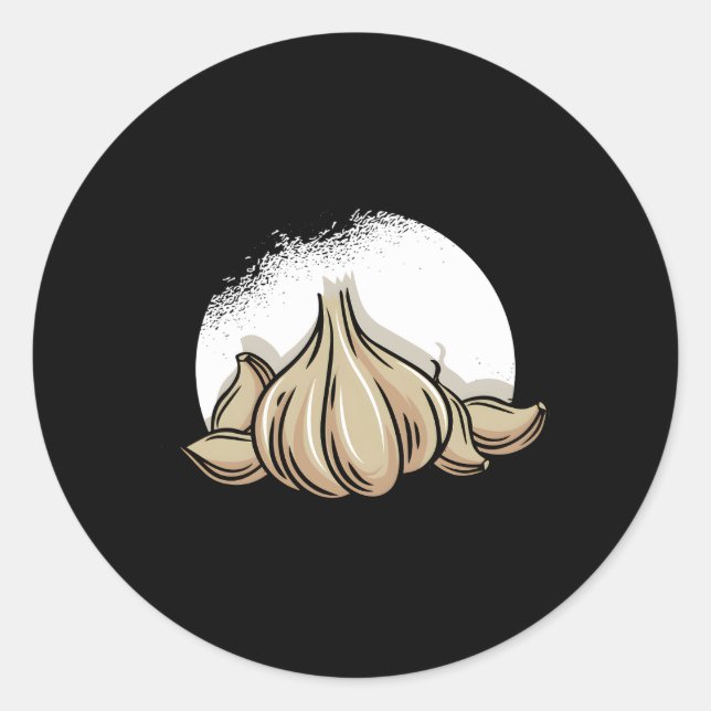 Sticker Rond Ail Clove Vegan Bulb Ail Chive Farmer Vegetaria (Devant)