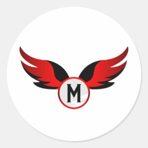 Sticker Rond Aile d'aigle rouge avec nom personnalisé