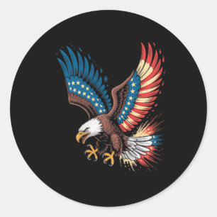 Sticker Rond Ailes d'aigle américain drapeau américain art du 4