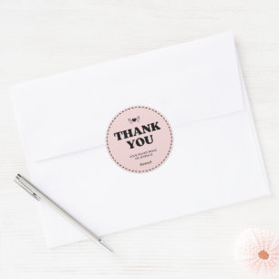 Sticker Rond Ailes de coeur rose pâle Merci affaires mariage