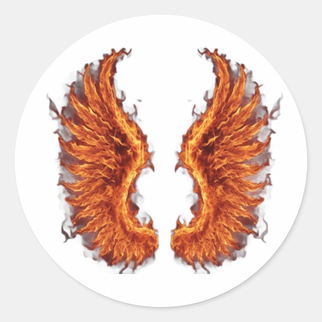 Sticker Rond Ailes de phénix en feu (Devant)