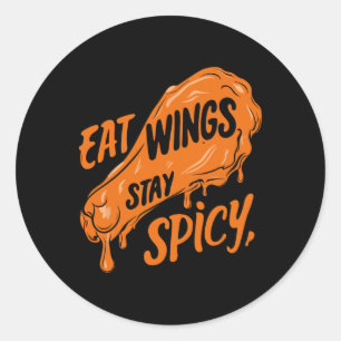 Sticker Rond Ailes de poulet Aile Chaud Poulet cuit Restauratio
