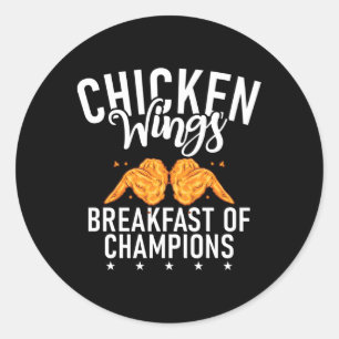 Sticker Rond Ailes De Poulet Petit Déjeuner De Champions Aile D