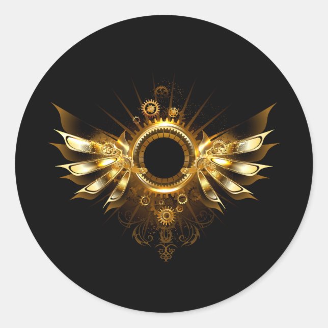 Sticker Rond Ailes de Steampunk (Devant)