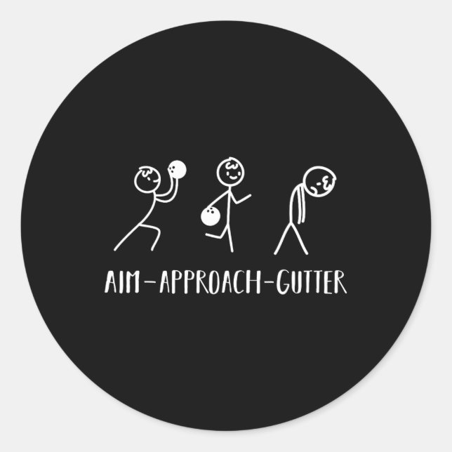 Sticker Rond Aim Gutter Bowler Funny Bowling Hommes Femmes (Devant)