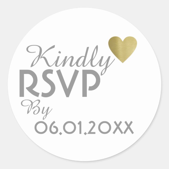 Sticker Rond aimable r.s.v.p. avec coeur d'amour, mariage (Devant)