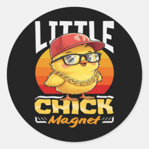 Sticker Rond Aimant à Filles Drôle Par Chicken Cool Sungles Gar