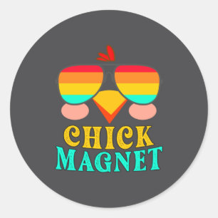 Sticker Rond Aimant à Poussin Mignon Chasse d'Oeuf de Pâques Pr