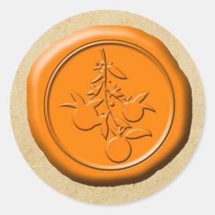 Sticker Rond Aimant de conception de la branche Orange Wax Seal