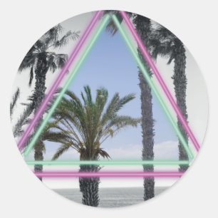 Sticker Rond Aimant de palme néon