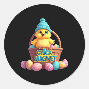 Sticker Rond Aimant ! Pâques Avec Notre Ba Adorable
