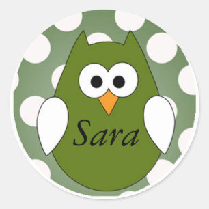 Sticker Rond Aimant vert personnalisé de hibou