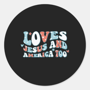Sticker Rond Aime Jésus Et L'Amérique Trop Patriotique Christia